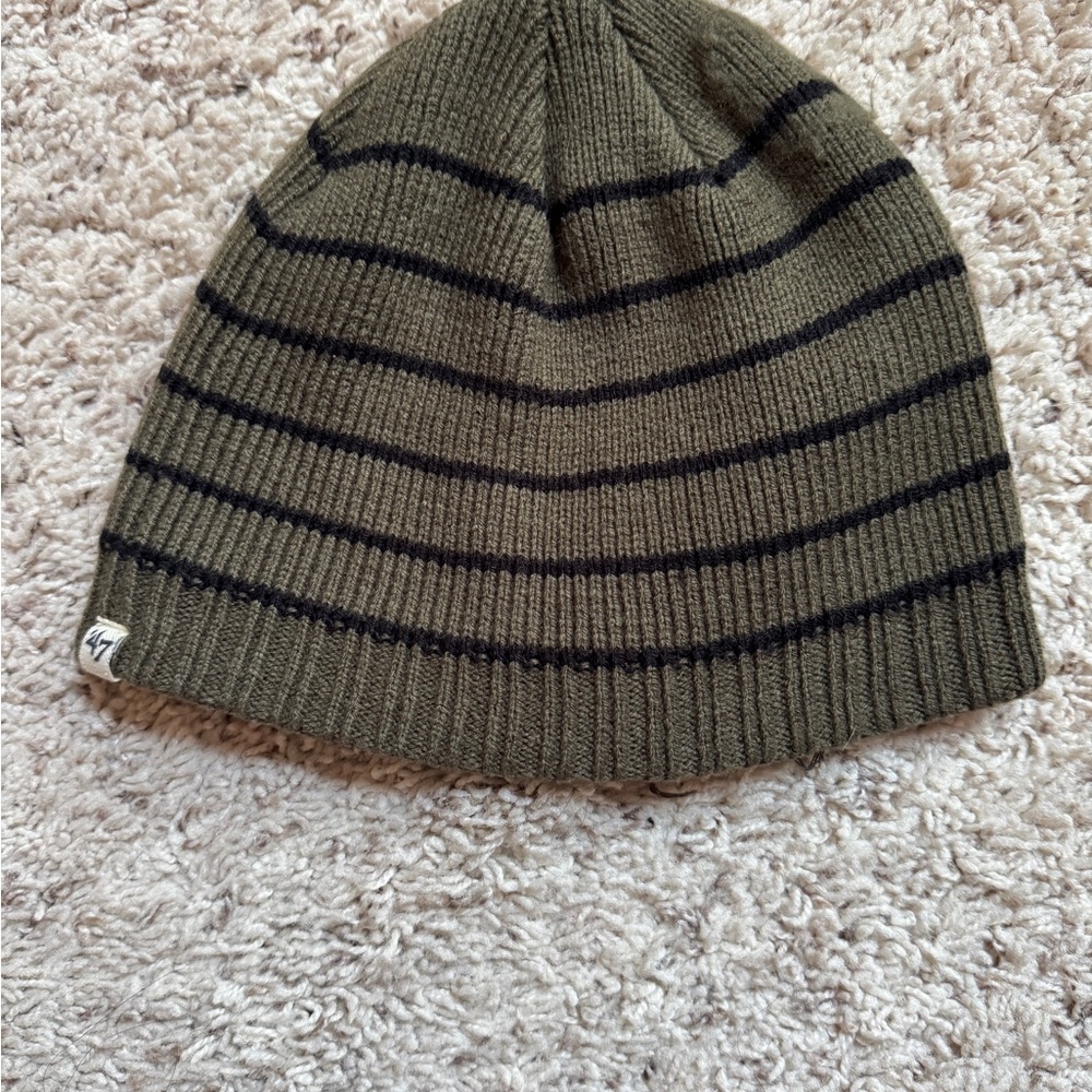 Stylish Olive and Black NE Patriots Striped Beanie
